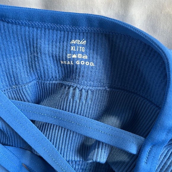 aerie XL Blue Crop Top Open Back Crossover Stretch - Picture 4 of 6